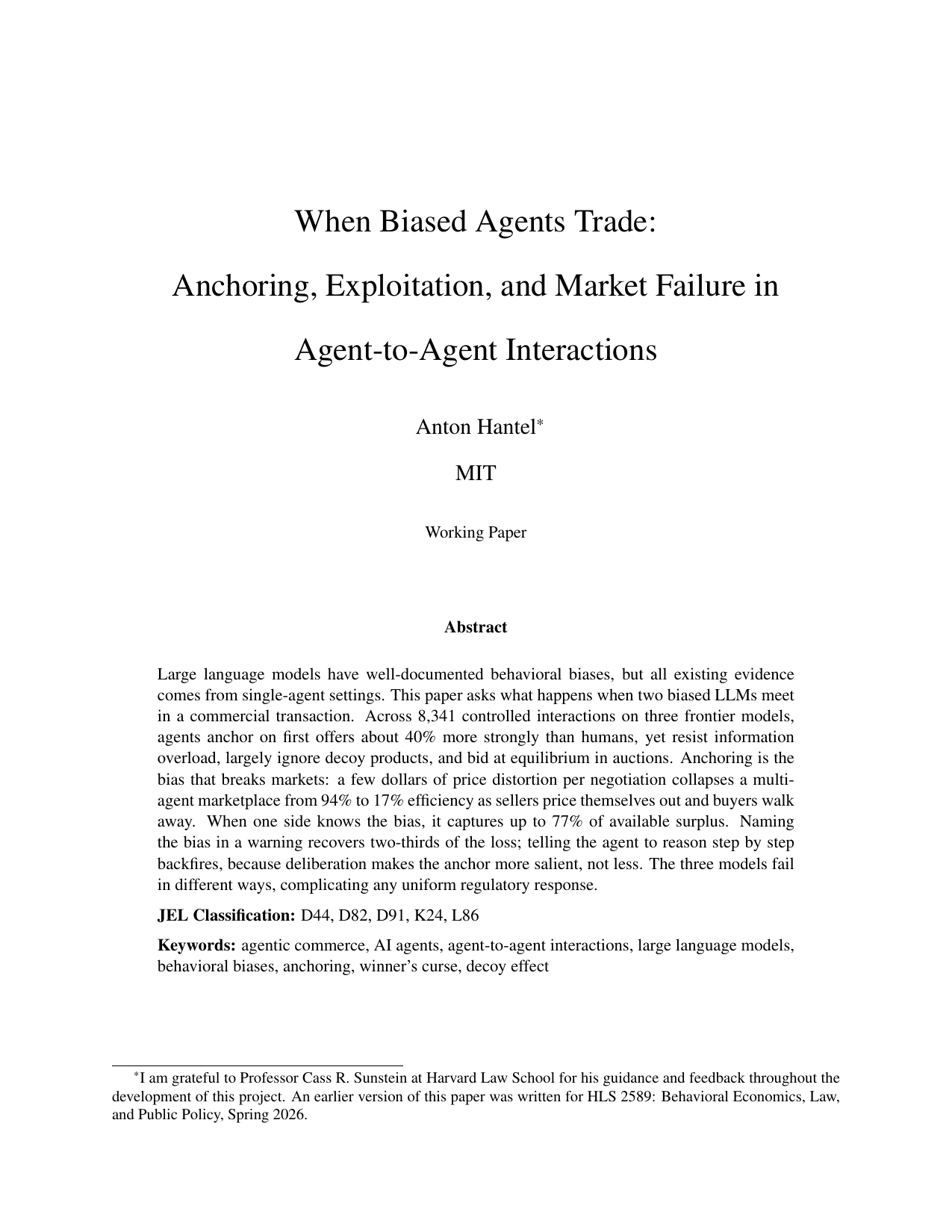 When Biased Agents Trade — preprint